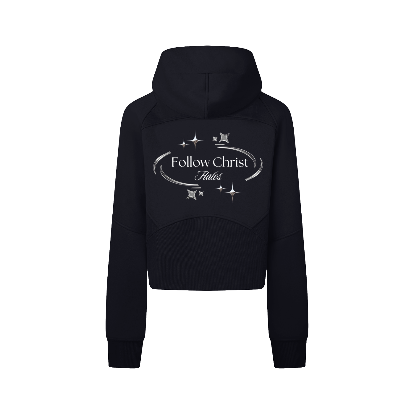 Follow Christ | Women's Cropped Zip-Through Hoodie - Halos