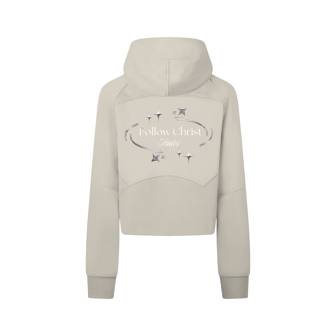 Follow Christ | Women's Cropped Zip-Through Hoodie - Halos