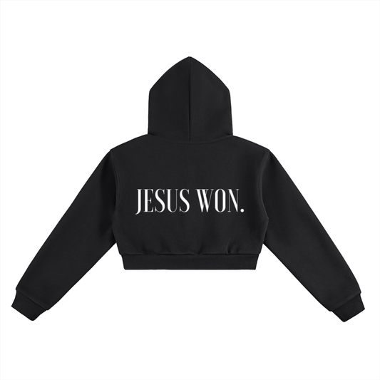 JESUS WON. | Black Cropped Hoodie And Straight Leg Pants