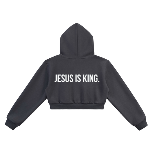 JESUS IS KING | Charcoal Gray Women's Cropped Hoodie And Straight Leg Pants Set