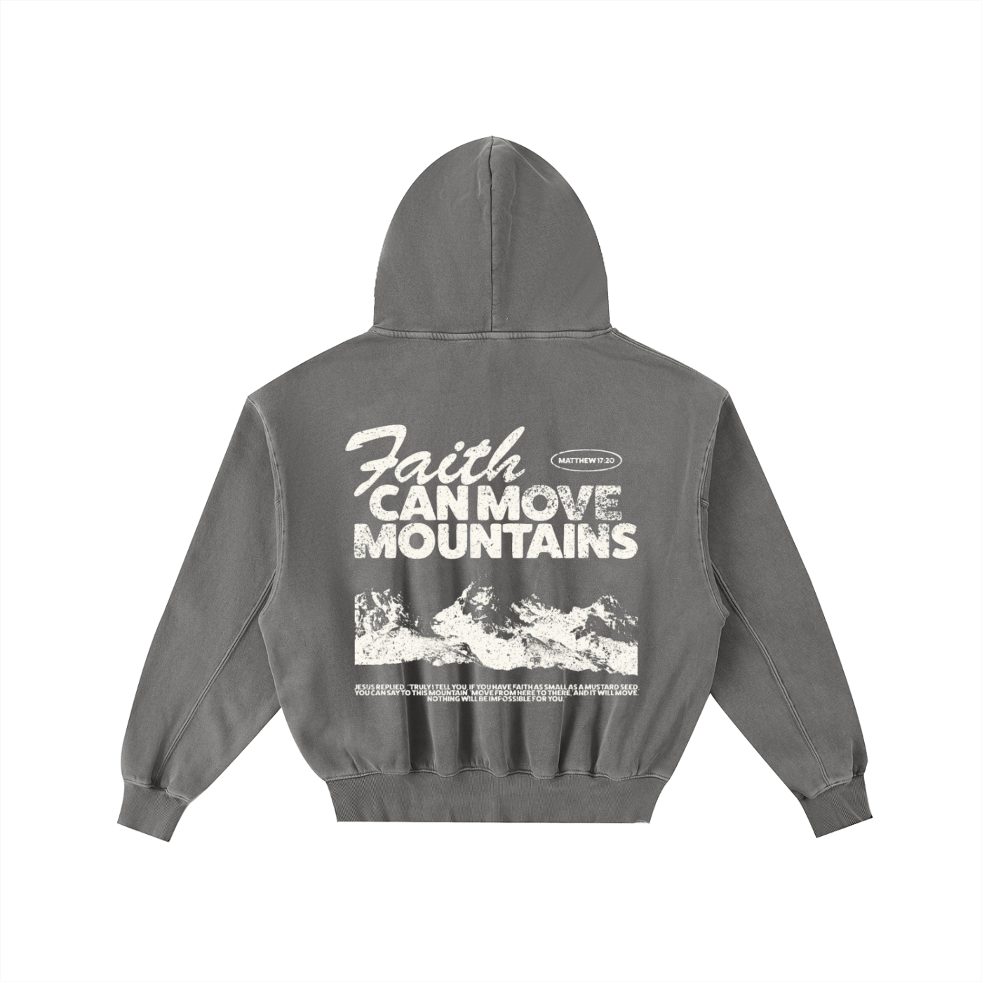 FAITH CAN MOVE MOUNTAINS | Frayed Enzyme Washed Fleece Hoodie