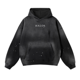 Black Chosen Dove | Vintage Wash Frayed Fleece Hoodie - Halos
