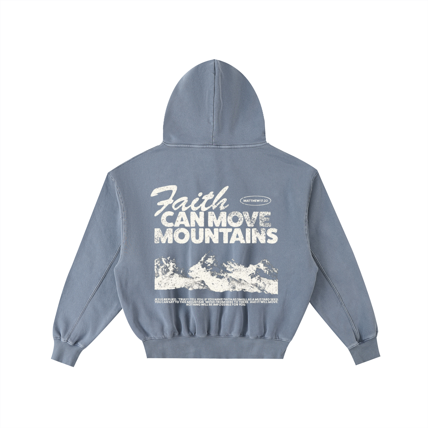 FAITH CAN MOVE MOUNTAINS | Frayed Enzyme Washed Fleece Hoodie