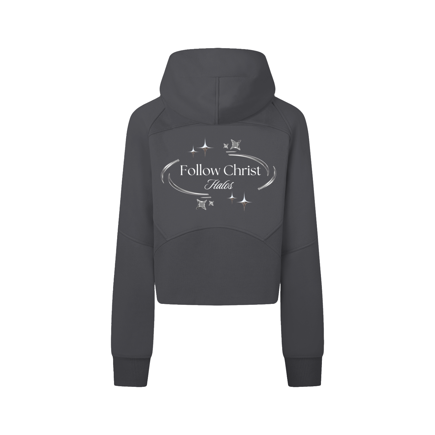 Follow Christ | Women's Cropped Zip-Through Hoodie - Halos