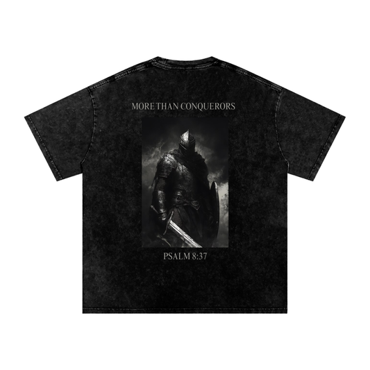 MORE THAN CONQUERORS | Acid Wash Oversize T-Shirt - Halos