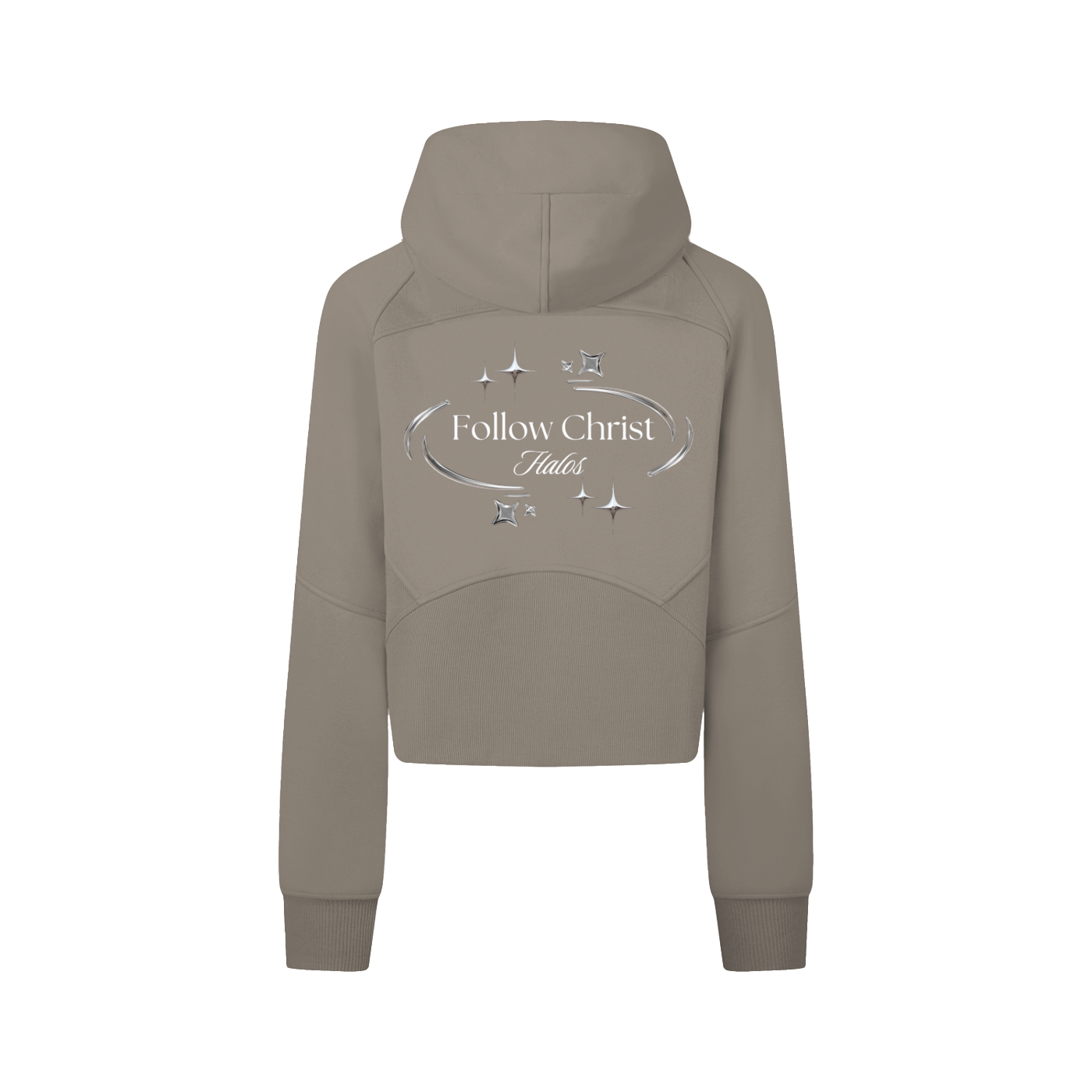 Follow Christ | Women's Cropped Zip-Through Hoodie - Halos