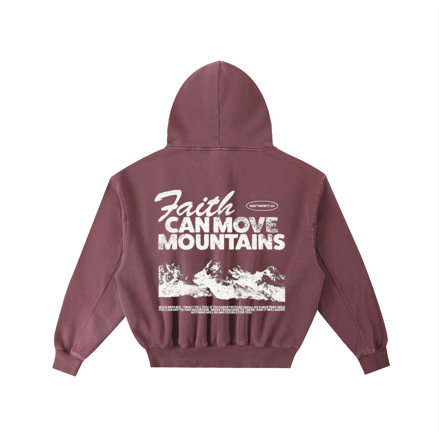 FAITH CAN MOVE MOUNTAINS | Frayed Enzyme Washed Fleece Hoodie