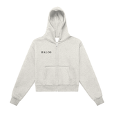SAVED BY GRACE | Women's Fleeced Zip-Up Cropped Hoodie - Halos