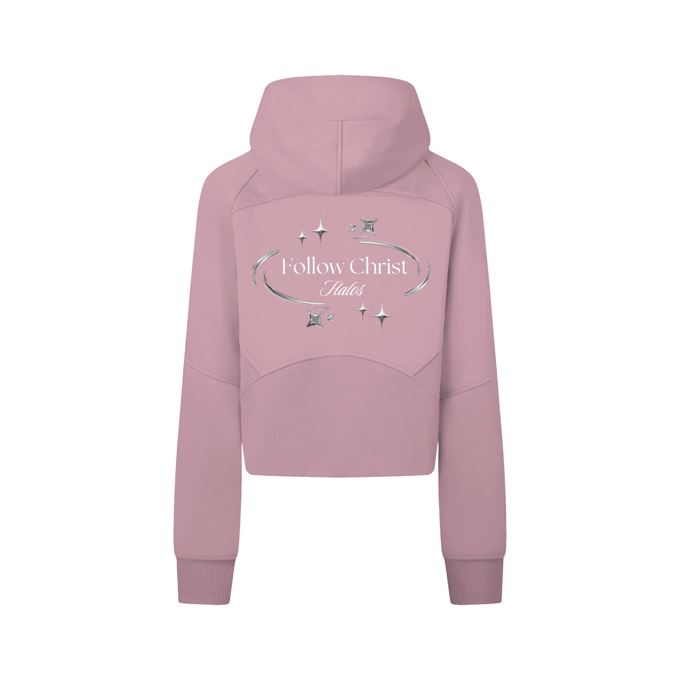Follow Christ | Women's Cropped Zip-Through Hoodie - Halos