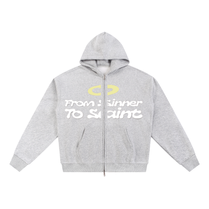 FROM SINNER TO SAINT | Essential Fleece Zip-Through Hoodie