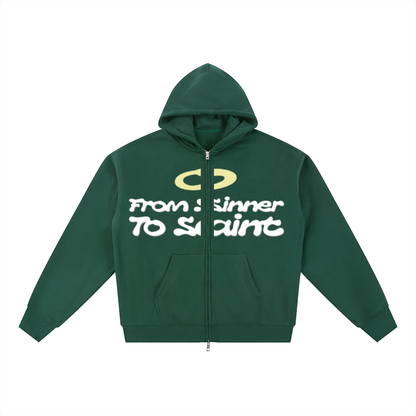 FROM SINNER TO SAINT | Essential Fleece Zip-Through Hoodie