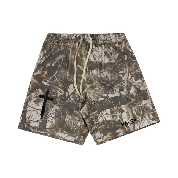 CROSS CAMO SWEATSHORTS