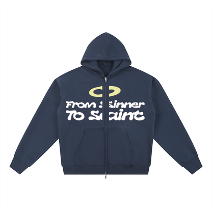 FROM SINNER TO SAINT | Essential Fleece Zip-Through Hoodie