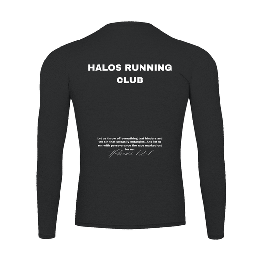 HALOS RUNNING CLUB Hebrews 12:1 | Performance Long Sleeve T-Shirt