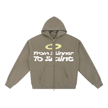 FROM SINNER TO SAINT | Essential Fleece Zip-Through Hoodie