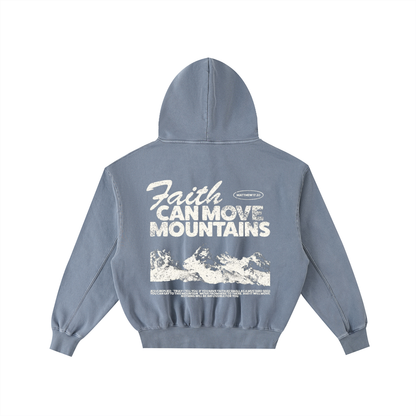 FAITH CAN MOVE MOUNTAINS | Frayed Enzyme Washed Fleece Hoodie