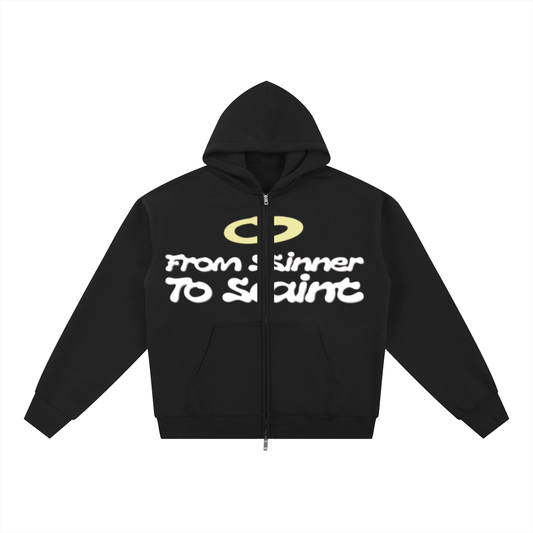 FROM SINNER TO SAINT | Essential Fleece Zip-Through Hoodie