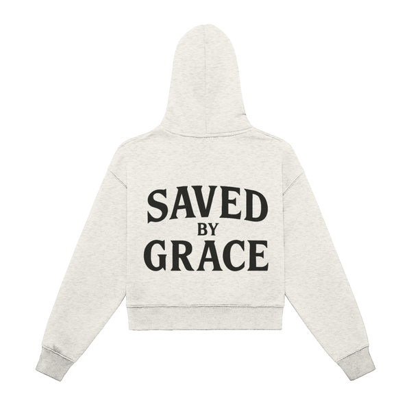 SAVED BY GRACE | Women's Fleeced Zip-Up Cropped Hoodie - Halos