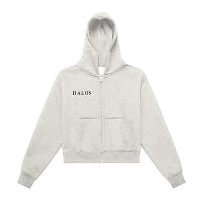 SAVED BY GRACE | Women's Fleeced Zip-Up Cropped Hoodie - Halos