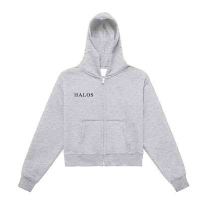 SAVED BY GRACE | Women's Fleeced Zip-Up Cropped Hoodie - Halos