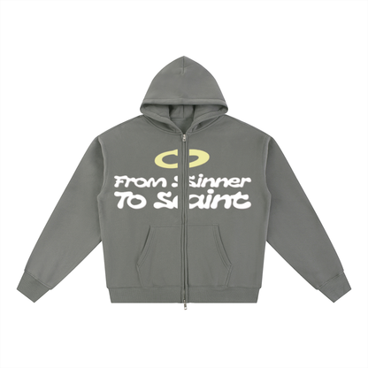 FROM SINNER TO SAINT | Essential Fleece Zip-Through Hoodie