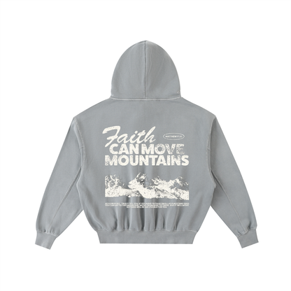 FAITH CAN MOVE MOUNTAINS | Frayed Enzyme Washed Fleece Hoodie