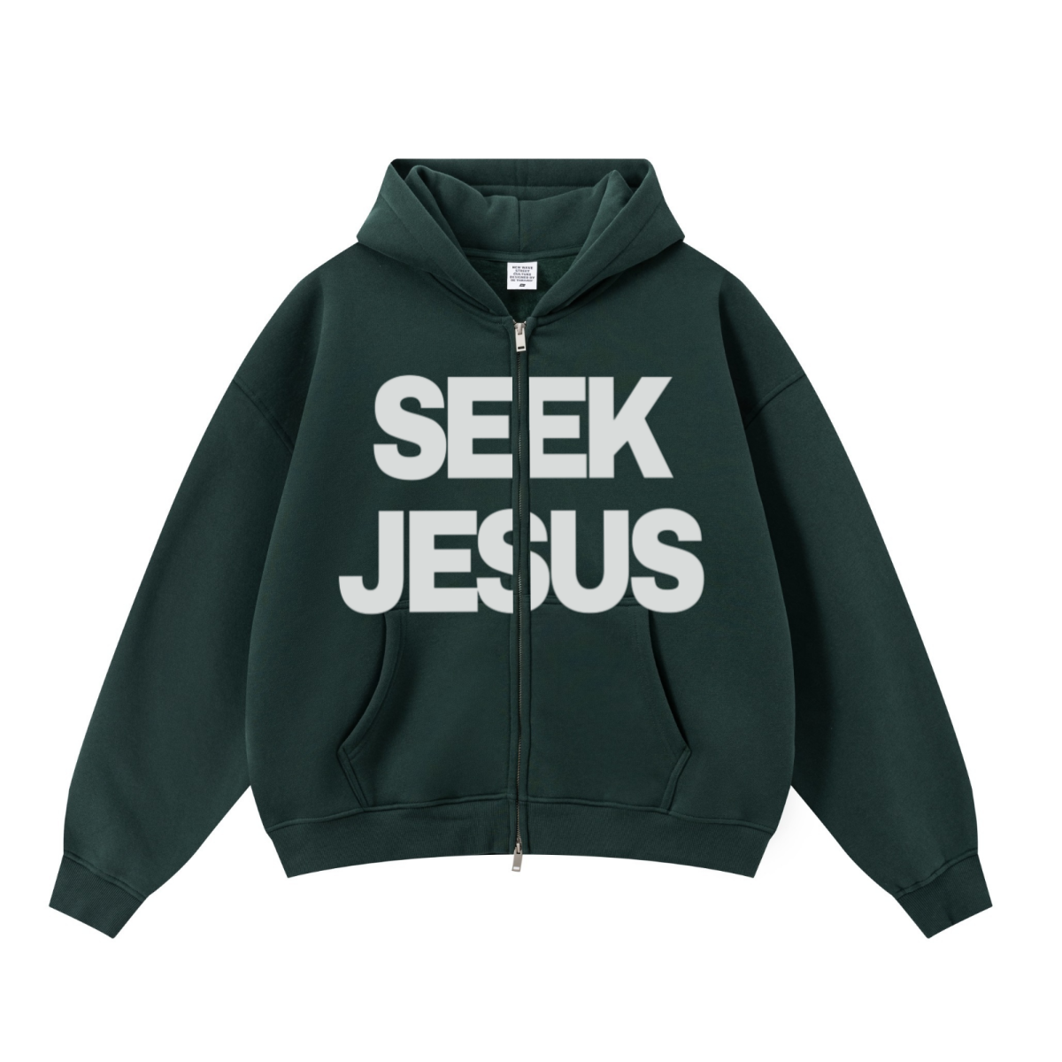 345GSM Unisex Boxy-Fit Double-Zip Hoodie Rainforest Green