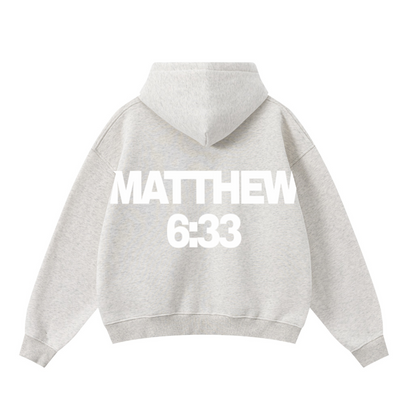 345GSM Unisex Boxy-Fit Double-Zip Hoodie Oatmeal Grey