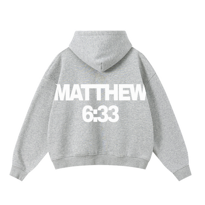 345GSM Unisex Boxy-Fit Double-Zip Hoodie Heathered Grey