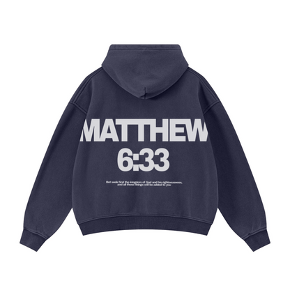 400GSM Unisex Vintage-Wash Boxy-Fit Zip-Up Hoodie Vintage Royal Blue