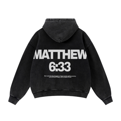 400GSM Unisex Vintage-Wash Boxy-Fit Zip-Up Hoodie Vintage Black