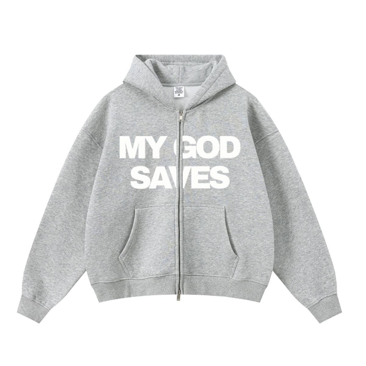 345GSM Unisex Boxy-Fit Double-Zip Hoodie Heathered Grey