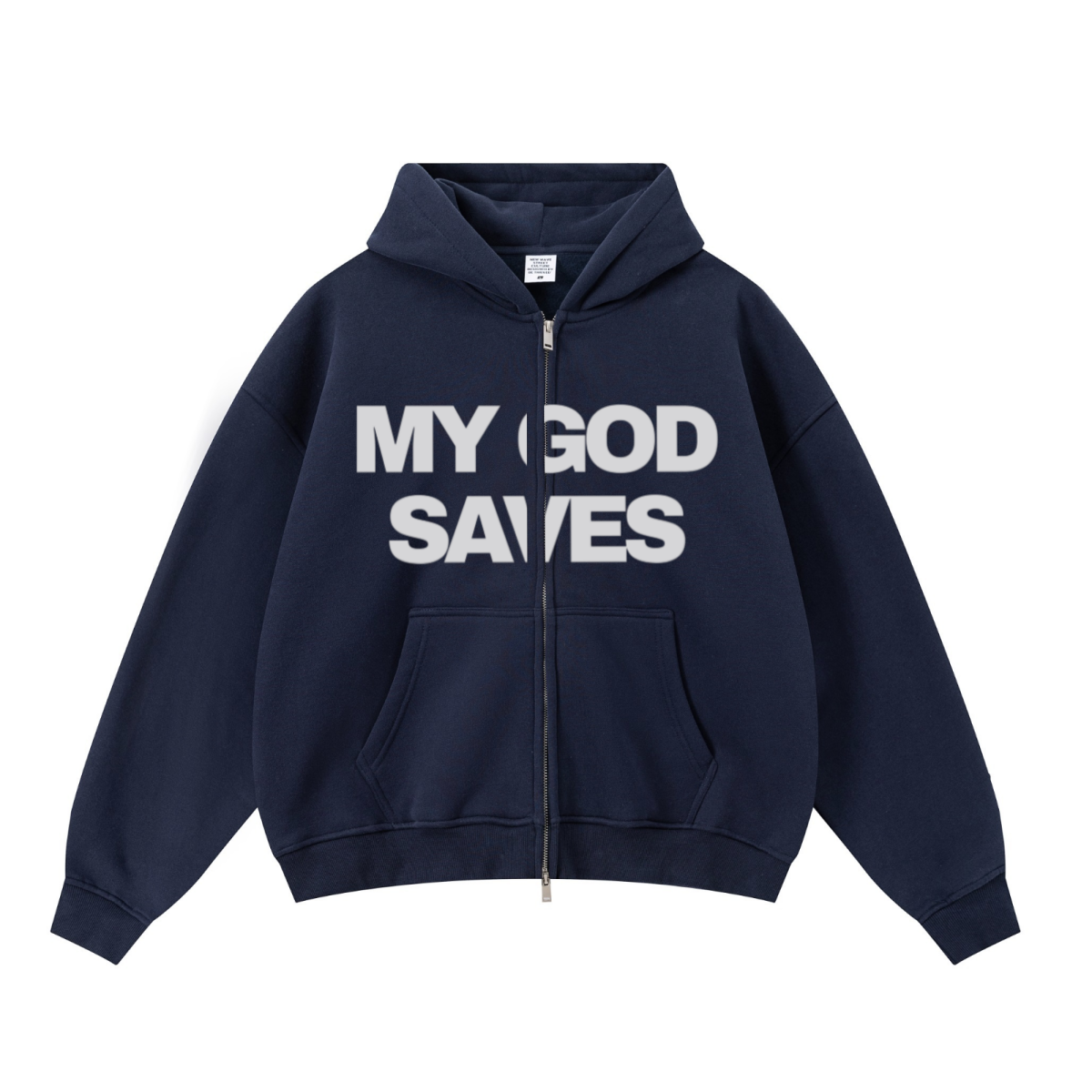 345GSM Unisex Boxy-Fit Double-Zip Hoodie Midnight Blue