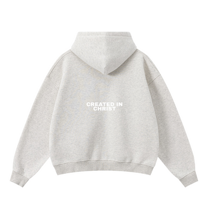 345GSM Unisex Boxy-Fit Double-Zip Hoodie Oatmeal Grey