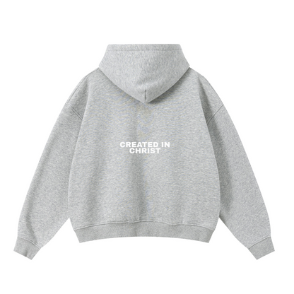 345GSM Unisex Boxy-Fit Double-Zip Hoodie Heathered Grey