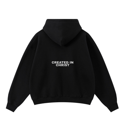 345GSM Unisex Boxy-Fit Double-Zip Hoodie Black